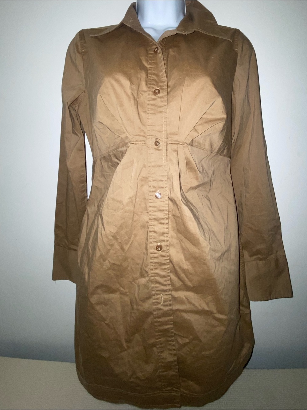Vintage New York & Company Tan Button-Up Dress